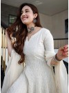 Milky White Designer Anarkali Gown In Rayon With Lucknowi Chikankari Embroidery Work