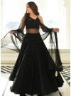 Black Designer Anarkali Lahenga Choli In Georgette With Lucknowi Chikankari Embroidery Work