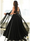 Black Designer Anarkali Lahenga Choli In Georgette With Lucknowi Chikankari Embroidery Work