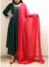 Designer Wear Dark Bottle Green  Plazzo Set Along With Nazneen Dupatta