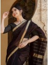 Blooming Coffee Colored Festive Wear Woven Banarasi Art Silk Saree