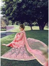 Net and Georgette Pink embroidered work Anarkali Suit