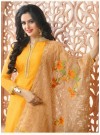 Fab Yellow Pure Chanderi Salwar suit