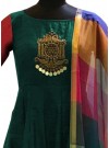 Green Tapeta Silk Diamond  And Embroidery And Mirror Work Readymade Gown With Cotton Silk Dupatta