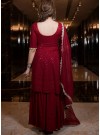 Maroon Rayon Sharara With Lucknowi Chikankari Embroidery Work