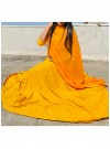 Yellow Stitched Designer Anarkali Lahenga In Rayon With Lucknowi Chikankari Work