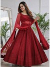 Maroon Anarkali Lucknowi Chikankari Work Lehenga