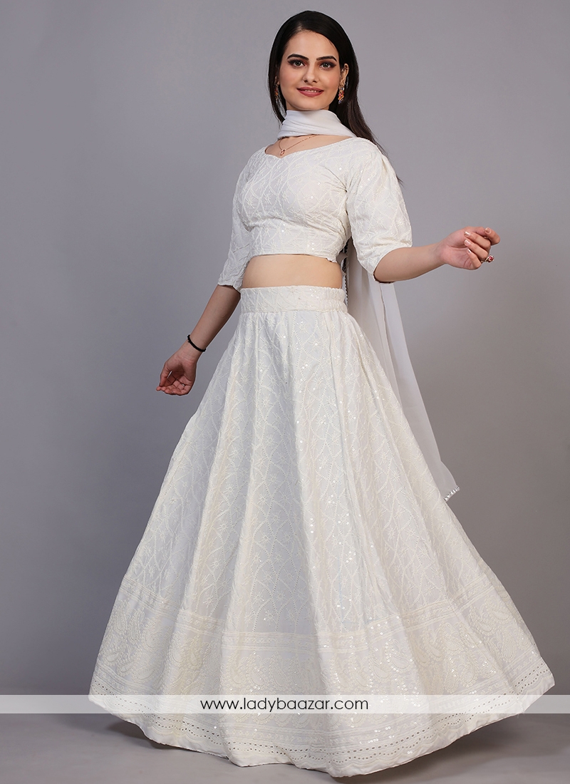 Ivory Mukaish Chikankari Lehenga Skirt (Lehenga Only) – Dress365days