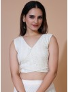 Milky White Stylish  Lehenga With Angrakha Style  Sleeveless Crop Top