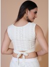 Milky White Stylish  Lehenga With Angrakha Style  Sleeveless Crop Top