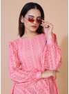 Pink Lucknowi Chikankari Borer Work Rayon Western Dress