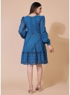 Blue Lucknowi Chikankari Borer Work Rayon Western Dress