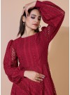 Maroon Lucknowi Chikankari Borer Work Rayon Western Dress