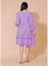 Lavender Lucknowi Chikankari Borer  Work Rayon Western Dress