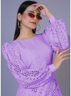 Lavender Lucknowi Chikankari Borer  Work Rayon Western Dress