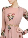 Embroidered Designer Wear Peach Digital Floral Printed Gown