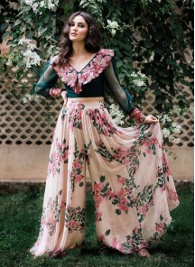 Adorable Designer Wear Digital Printed Plazzo Along With Unique Embroidered Blouse