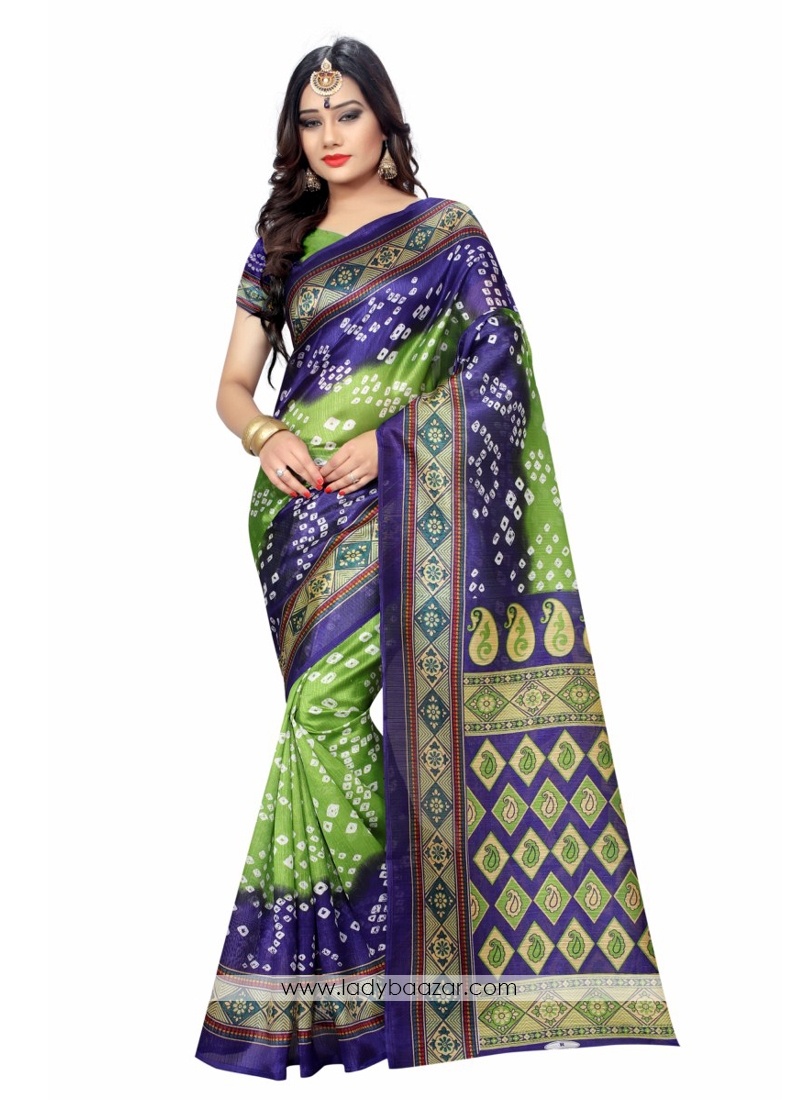 Adorning Bhagalpuri Silk Print Work Casual Saree