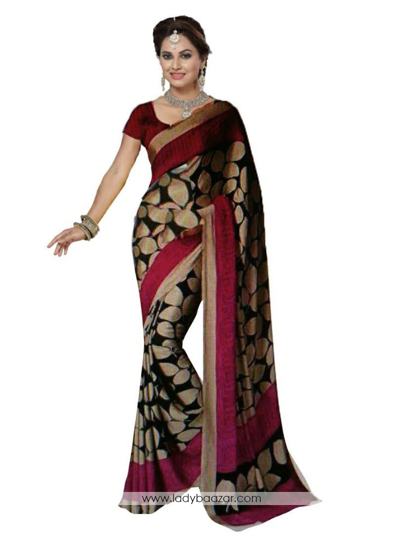 Aesthetic Multi Color Printed  Bhagalpuri Silk Saree