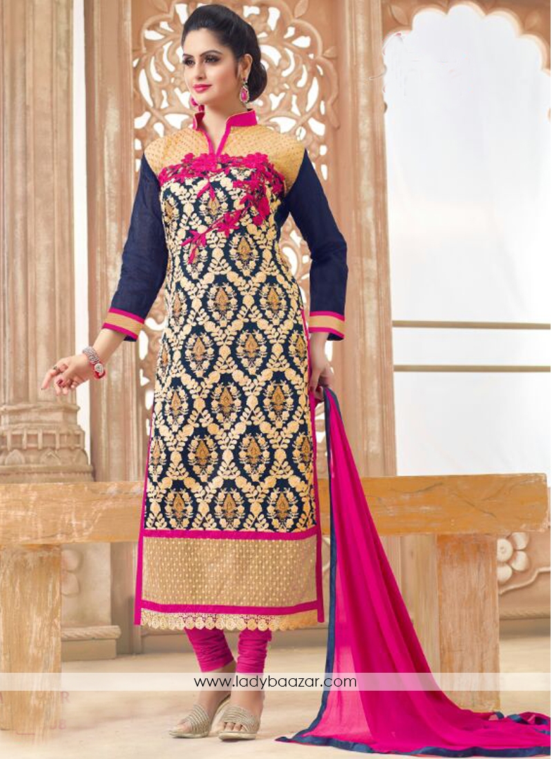 Alluring Chanderi Print Salwar suit