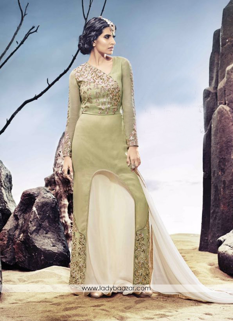 Amazing Georgette Embroidered Pant Style Suit