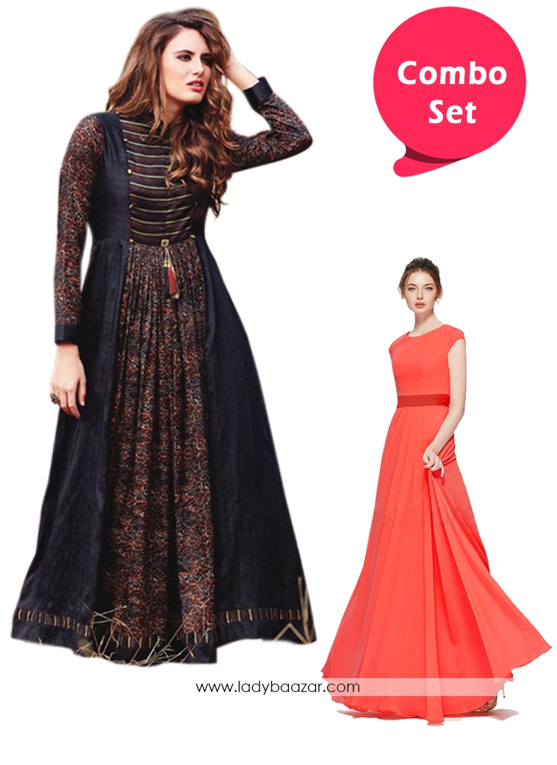 Amazing Gorgette Gown & Wear Gown Style Western Kurti - Pack of 2