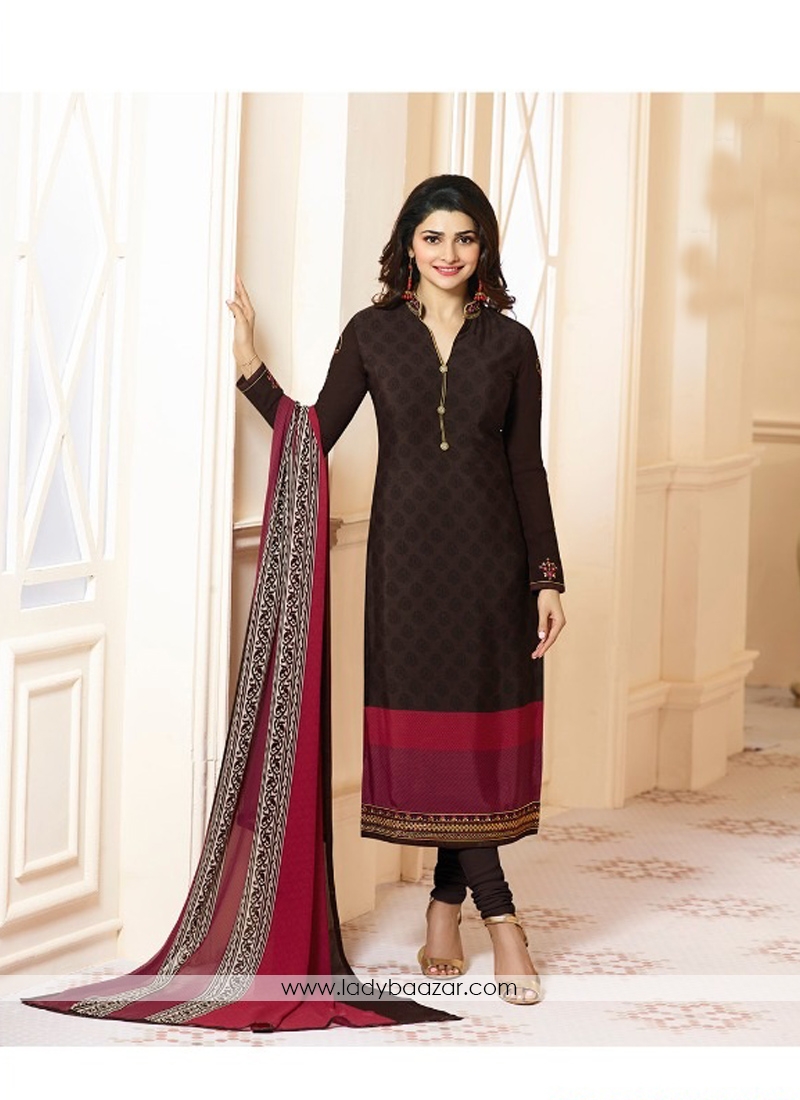 Attractive Black Crepe Embroidery With Printed Straight Suit