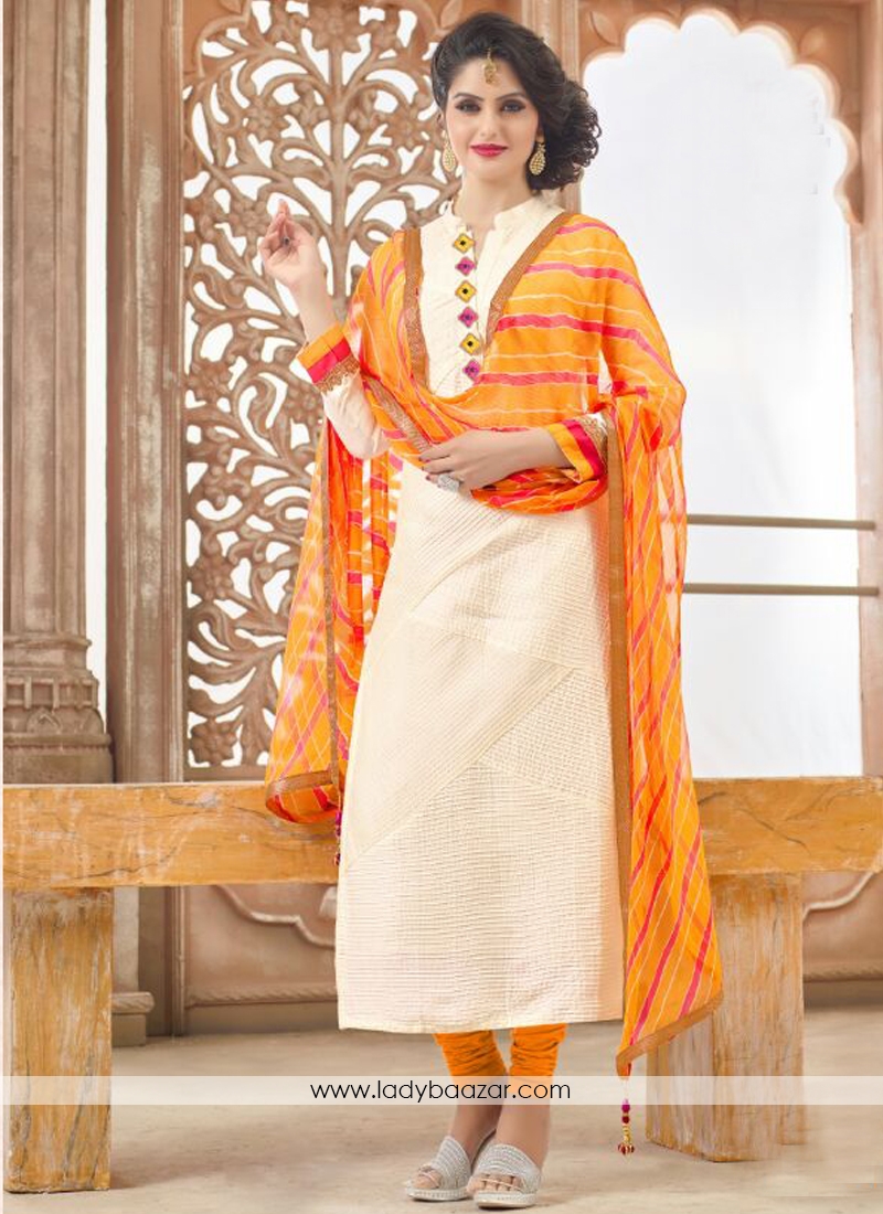 Attractive Chanderi Print Salwar suit