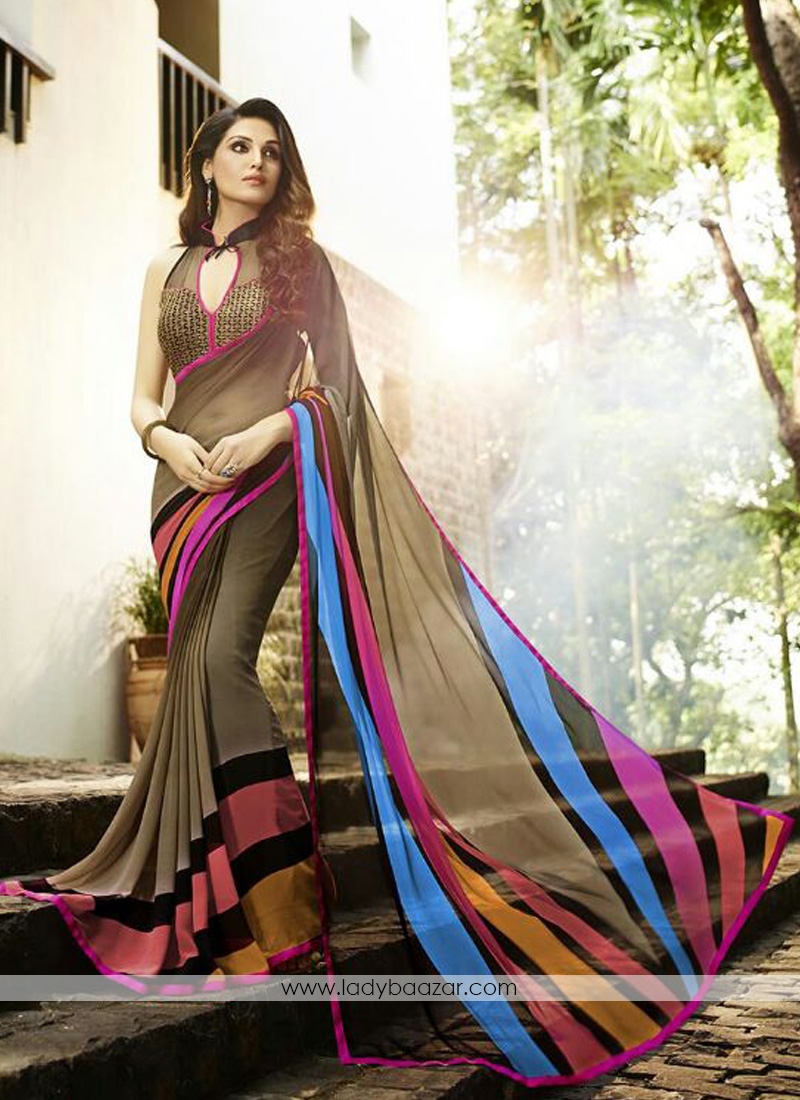 Attractive Embroidered Casual Saree