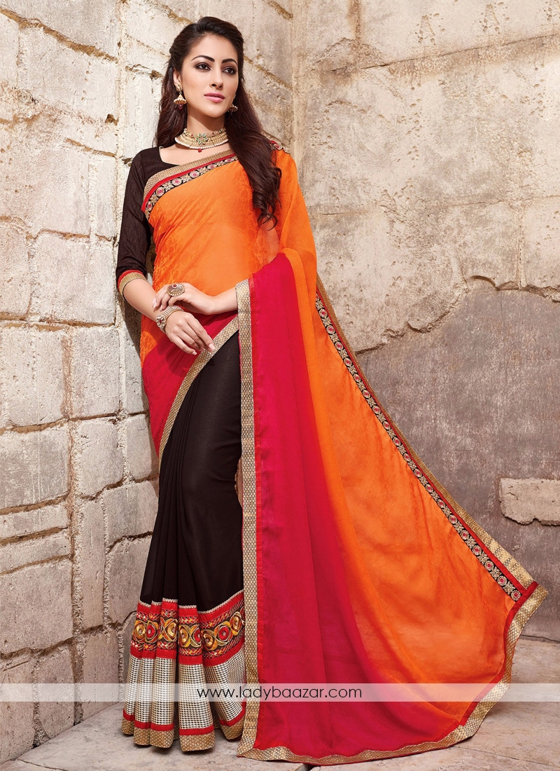 Attractive Embroidered Georgette Casual Saree