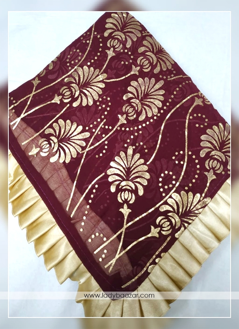 Awesome Georgette Maroon Printed Saree