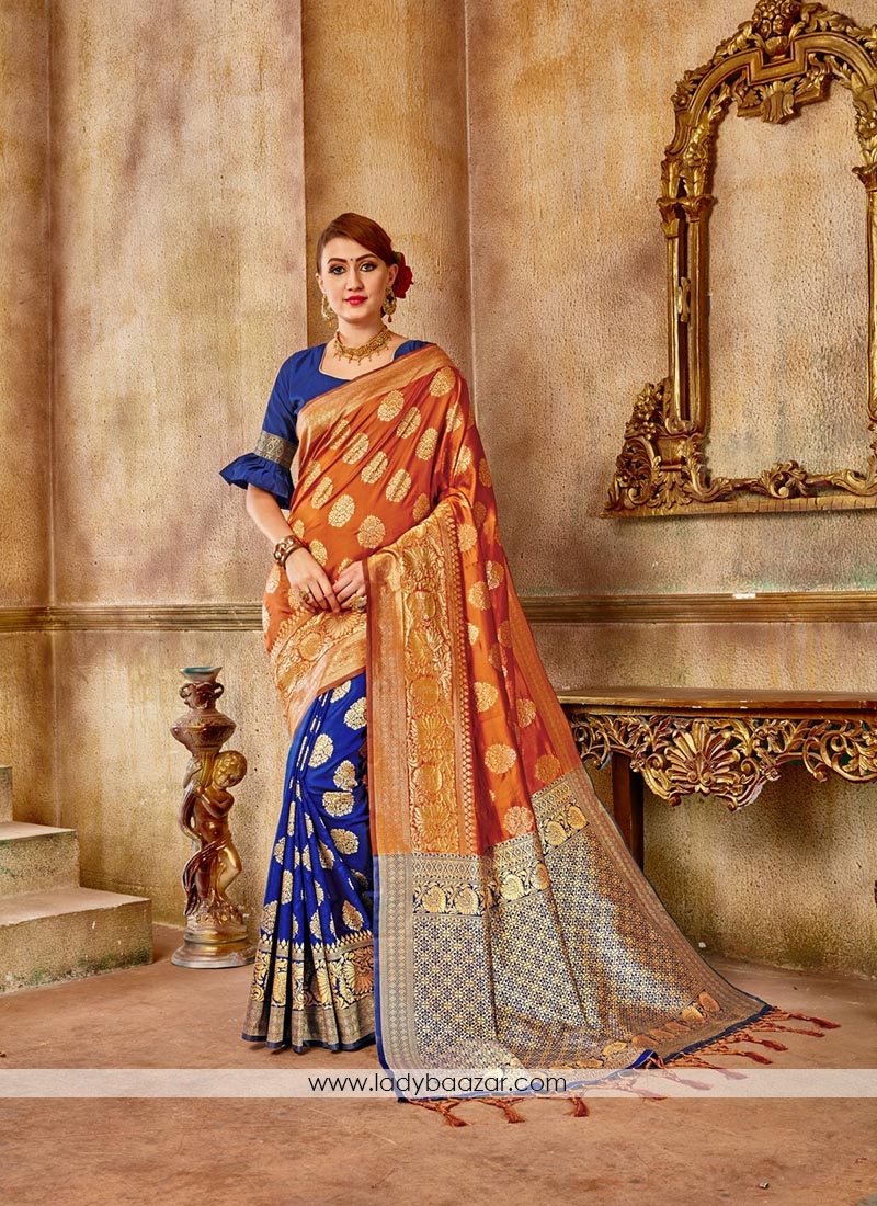 Banarasi Silk Half Half Weaving Designer Traditional Saree