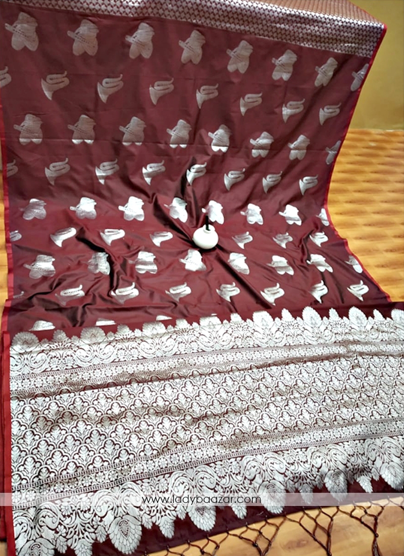 Banarasi Silk Zari Brown Designer Saree