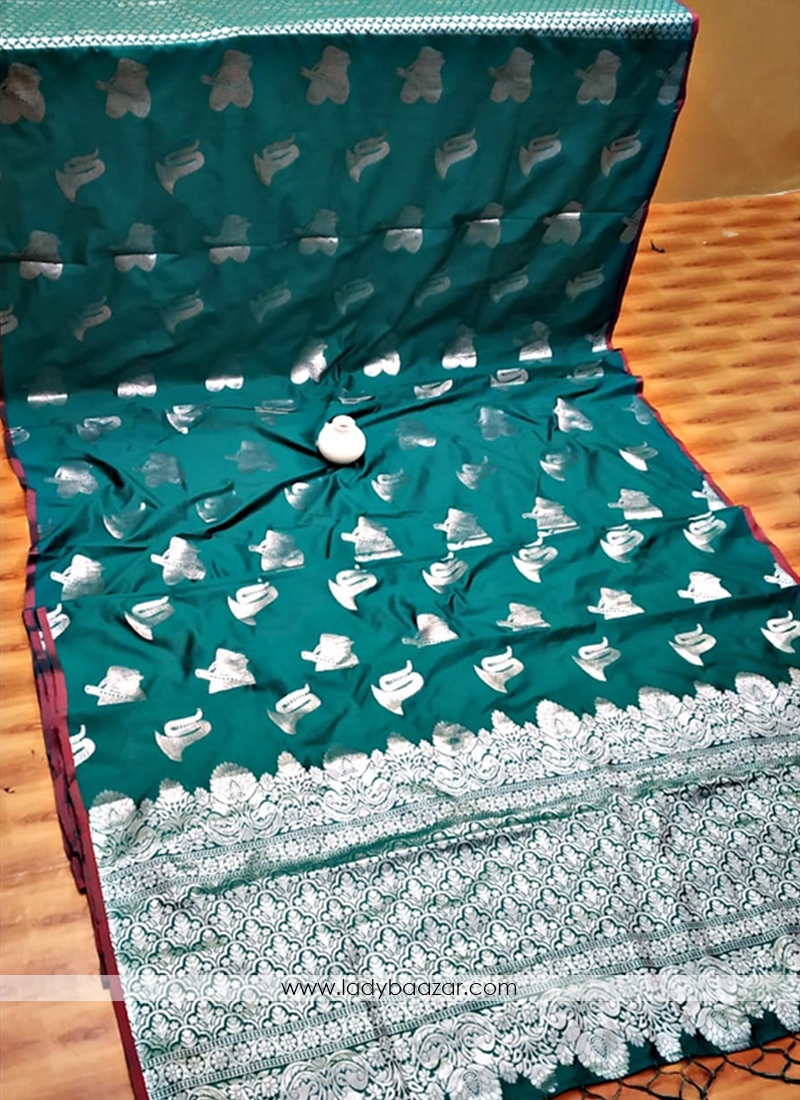 Banarasi Silk Zari Teal Classic Saree