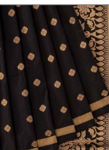 Beautiful Black Colored Partywear Banarasi Art Silk Saree