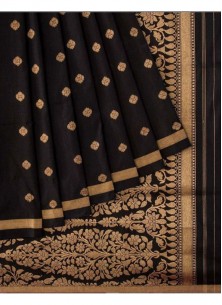 Beautiful Black Colored Partywear Banarasi Art Silk Saree