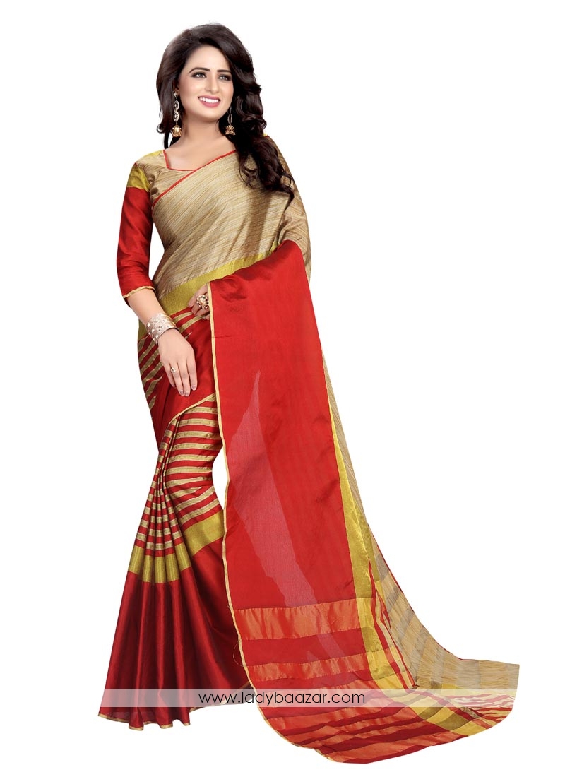 Beautiful Cotton Silk Multi Color Printed Saree