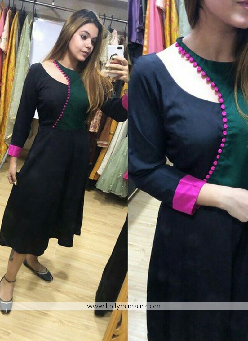 Beautiful Designer Wear Neck Patterned Silk Kurti