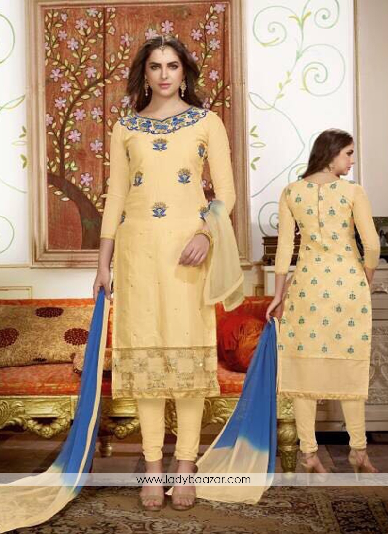 Beautiful Yellow Cotton Embroidery Dress