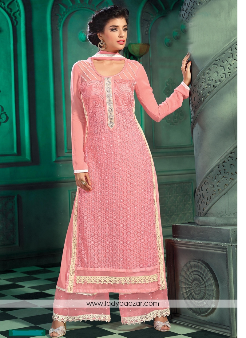 Captivating Pink Designer Palazzo Salwar Kameez