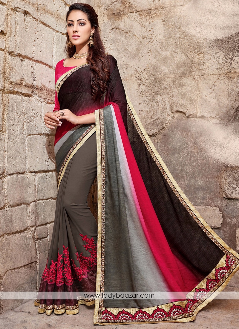 Fab  chiffon satin and georgette Casual Saree