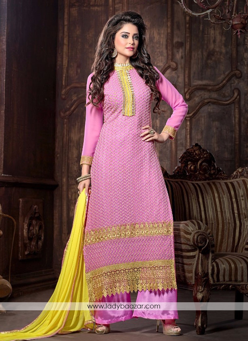 Classical embroidered Work Wine Designer Palazzo Salwar Kameez