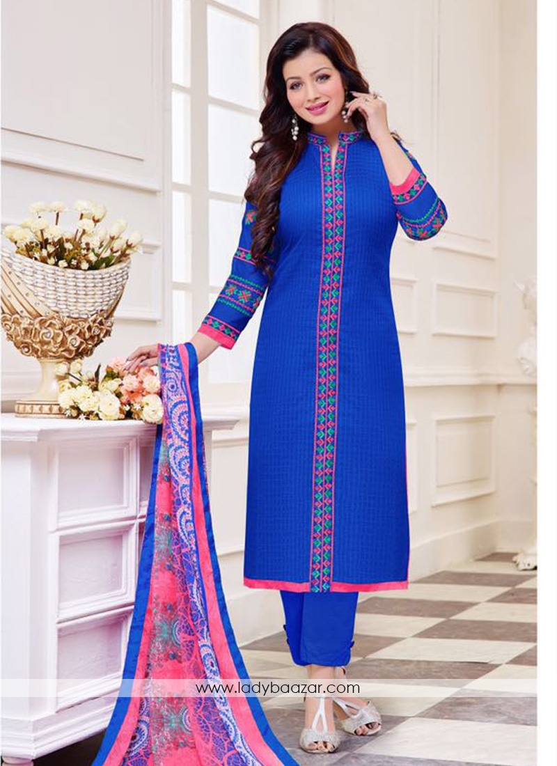 Attractive Blue  Cotton  Salwar suit