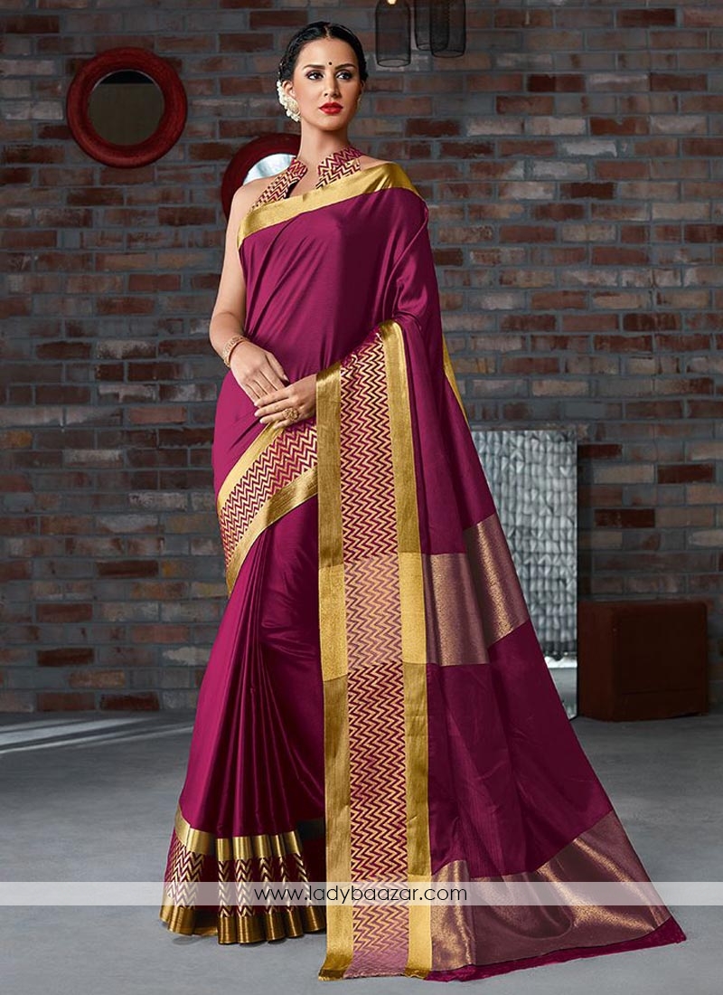 Cotton Silk Red Casual Printed Saree