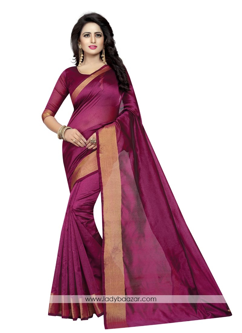 Cute Maroon Color Cotton Silk Saree