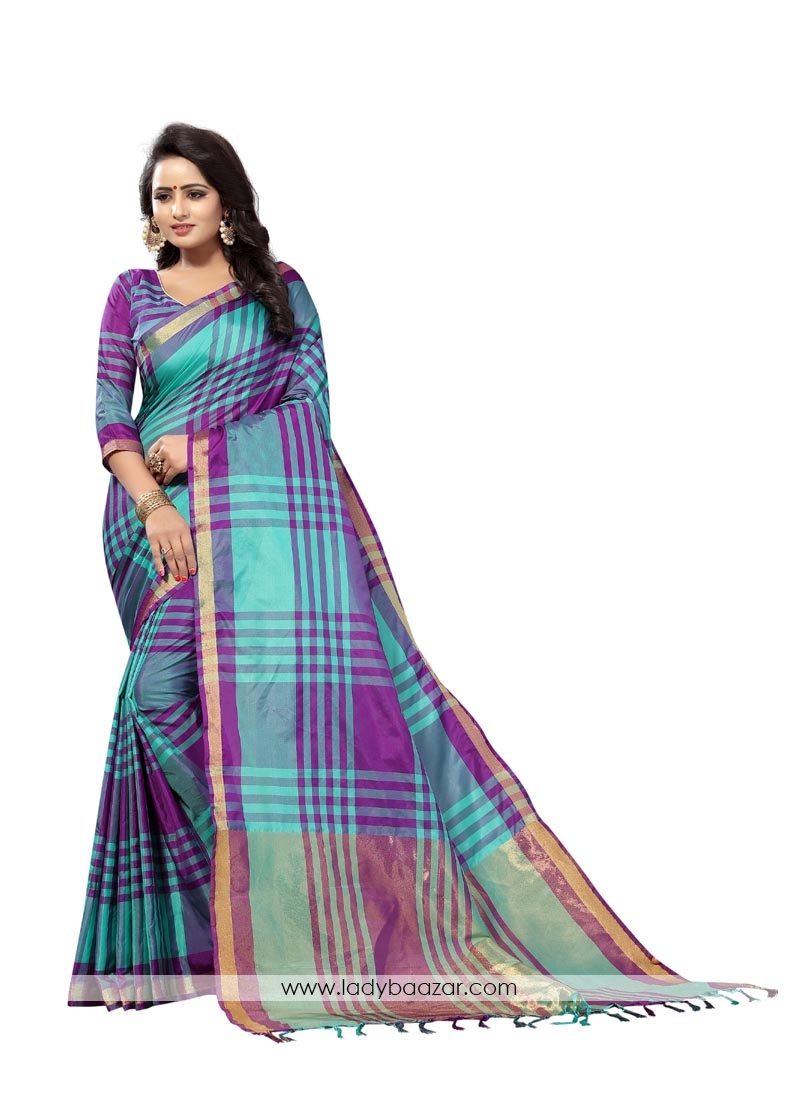 Cute Multi Color Cotton Silk Printed Casual Saree