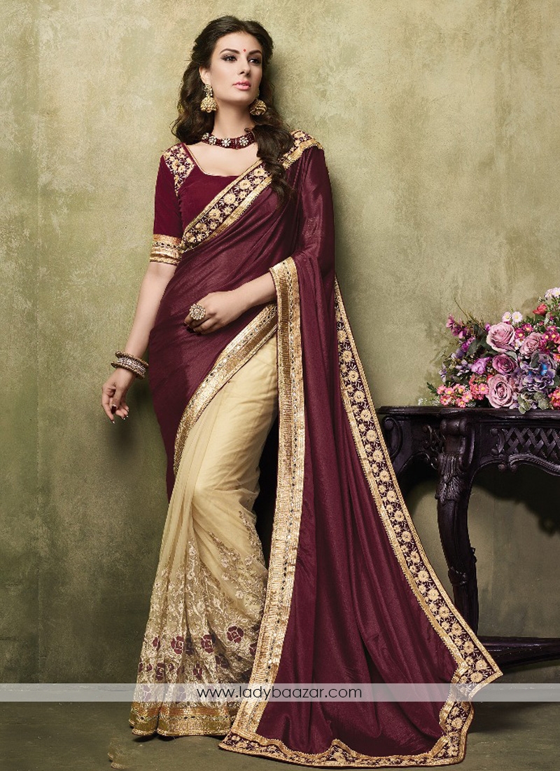 Dazzling Embroidered Net Designer Saree