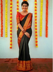 Demanding Black Colored Festive Wear Banarasi Art Silk Saree