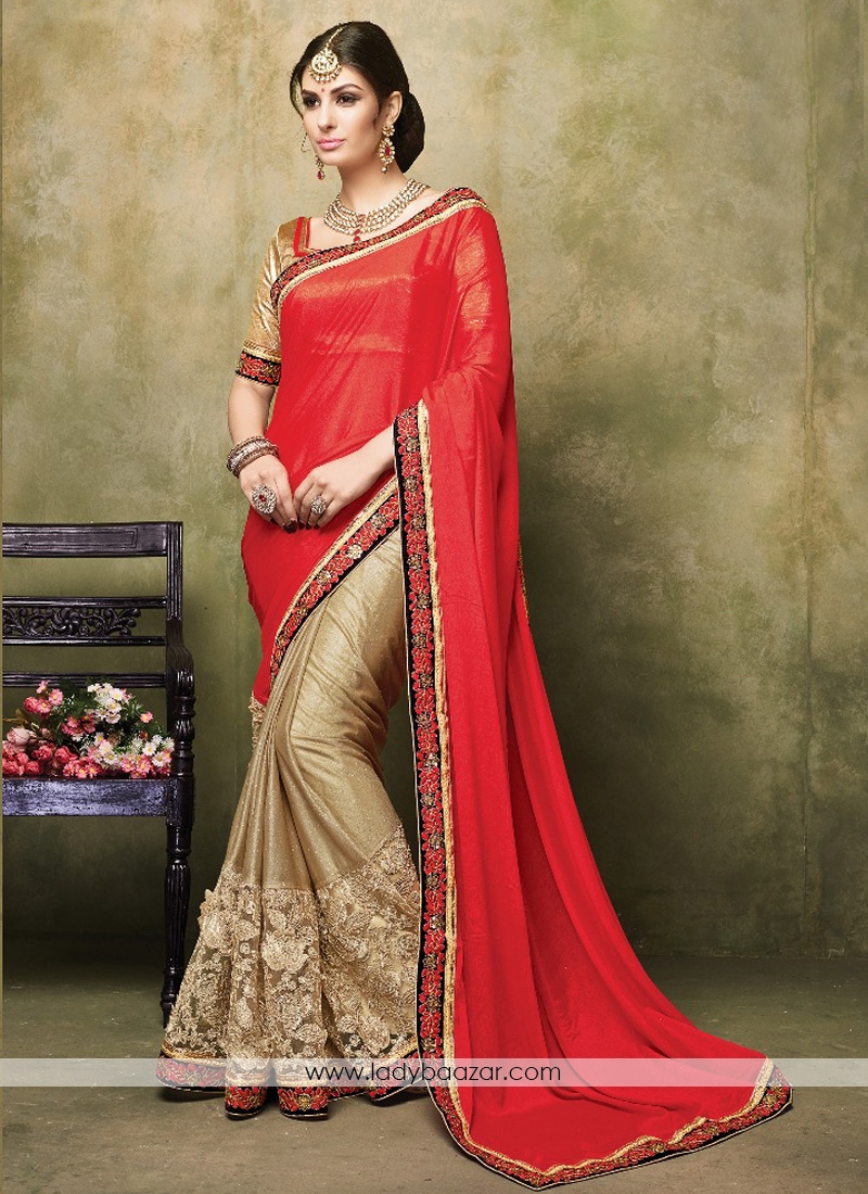 Charming chiffon satin and lycra Designer Saree