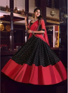 Designer Wear Black Lehenga Choli Along With Moti Work Dupatta